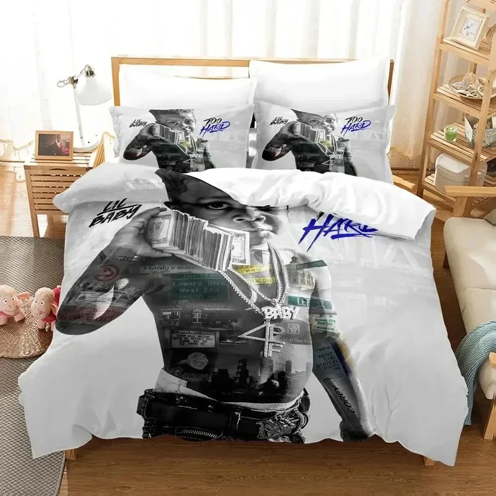 

Rapper lil baby Bedding Set Boys Girls Twin Queen Size Duvet Cover Pillowcase Bed Boys Adult Fashion Home Textileextile