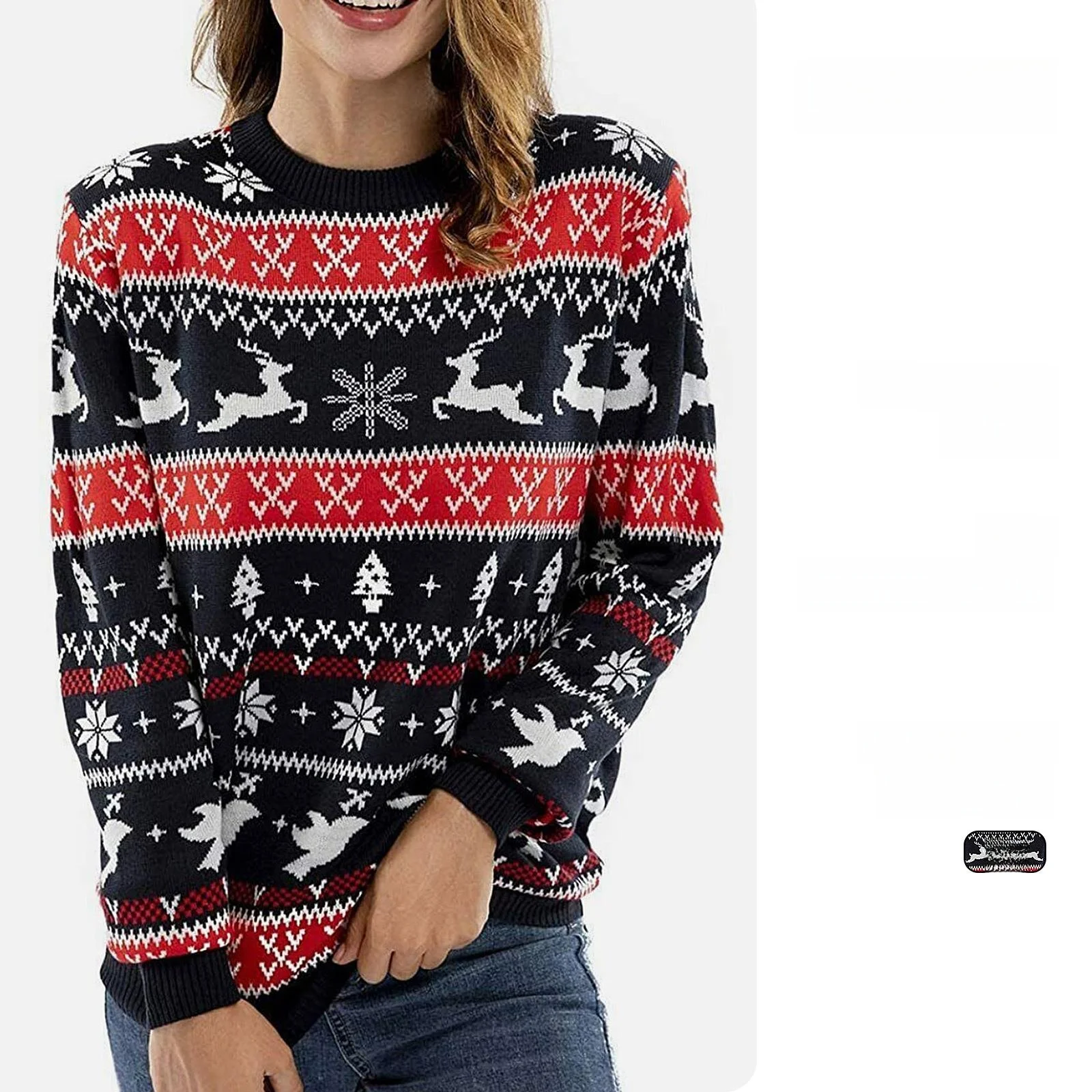 

Snowflake Hooded Knitted Sweater for Women Soft Comfortable Midweight Winter Faion Casual Sle Single Piece Youth Apparel