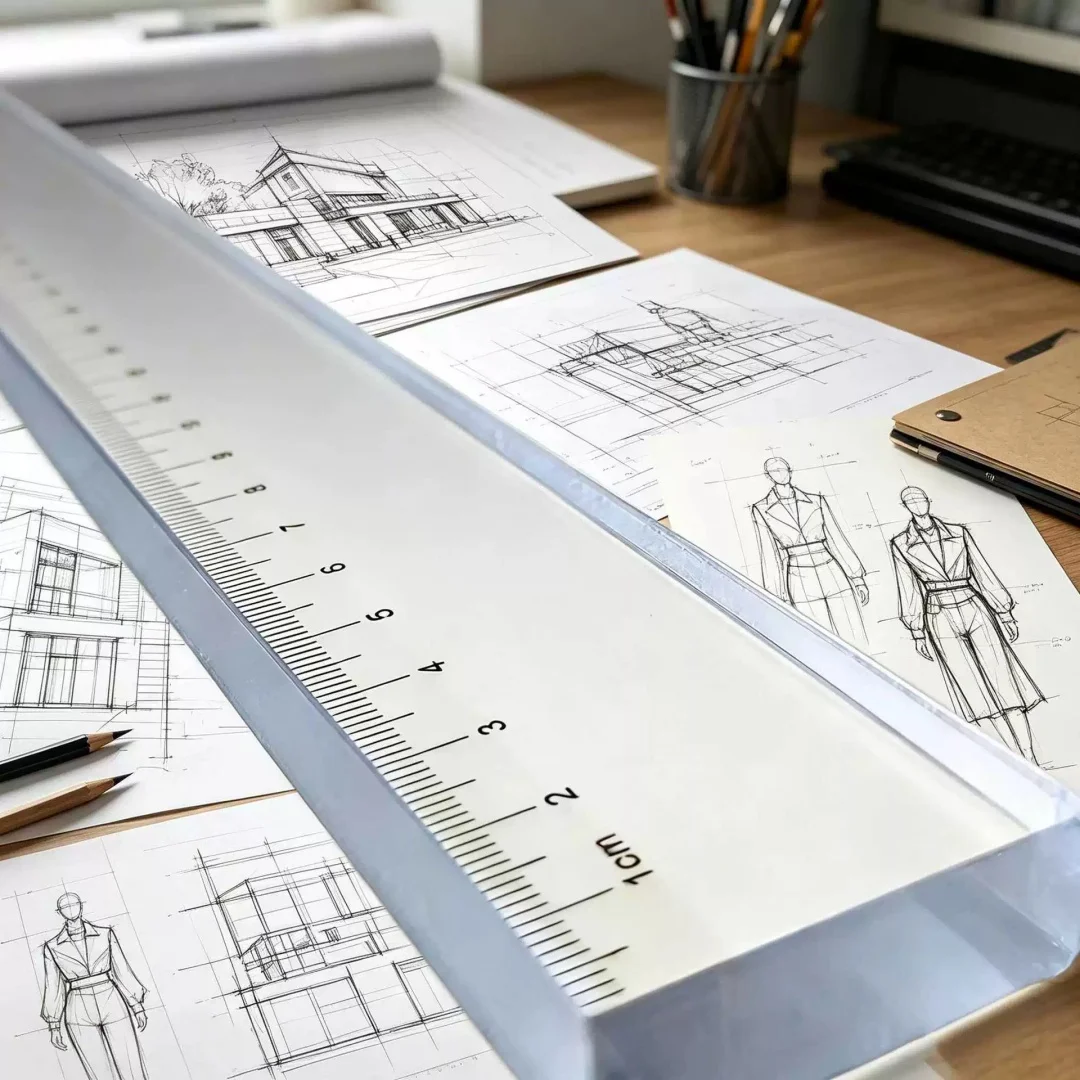 30/50CM 10mm Thickened Clear Acrylic Straight Ruler, Double Sided Clear Scale for Drafting Drawing Office School