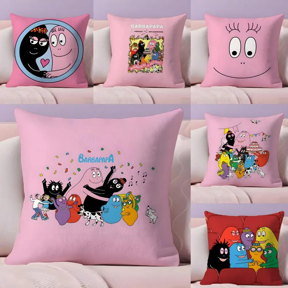 B-barbapapaS ANIMATION CUTE Pillow Case Pillow Case Plush Fabric Soft Double Sided Print Home Sofa High Quality Cushion