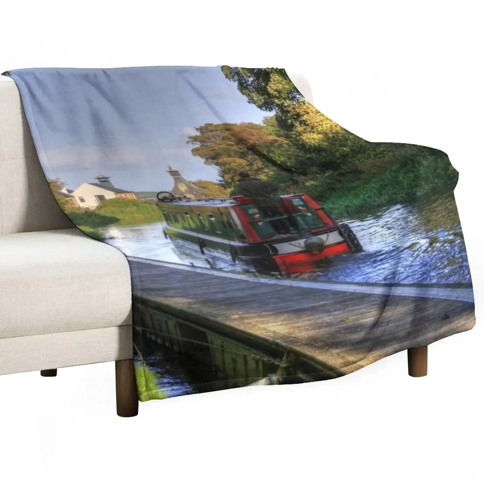 Narrow Boat at Strawberry Bank Throw Blanket for winter Decorative Throw Blankets