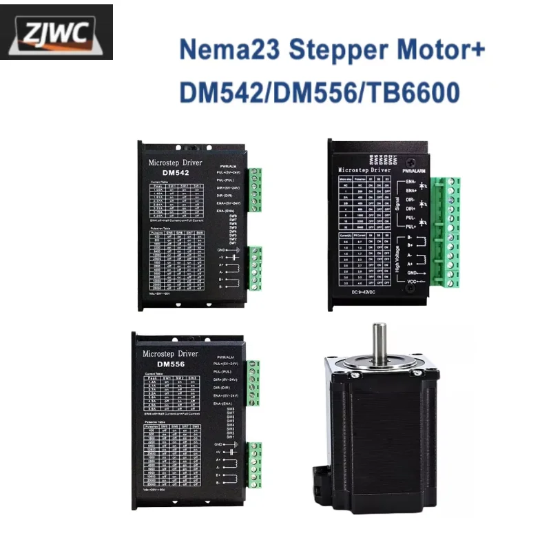 1 Set TB6600/DM542/DM556 Hybrid Step Driver with NEMA23 Stepper Motor 57x100mm 4-lead 4.2A 2.5N.m 100mm NEMA 23 for CNC Parts