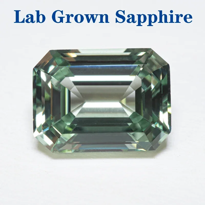 

Top Lab Grown Sapphire Emerald Cut Green Color VVS1 Gemstone Charms DIY for Jewelry Making Materials Selectable AGL Certificate