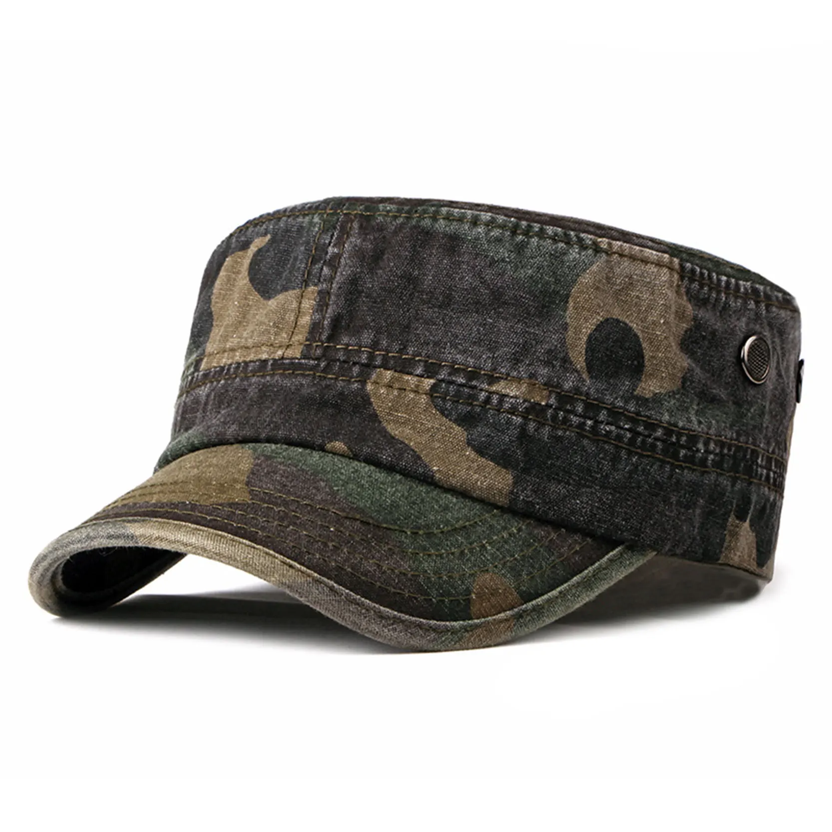 Men's Camouflage Flat Top Adjustable Military Trucker Driving Fishing  Sun Hat Cap For Male Outerwear