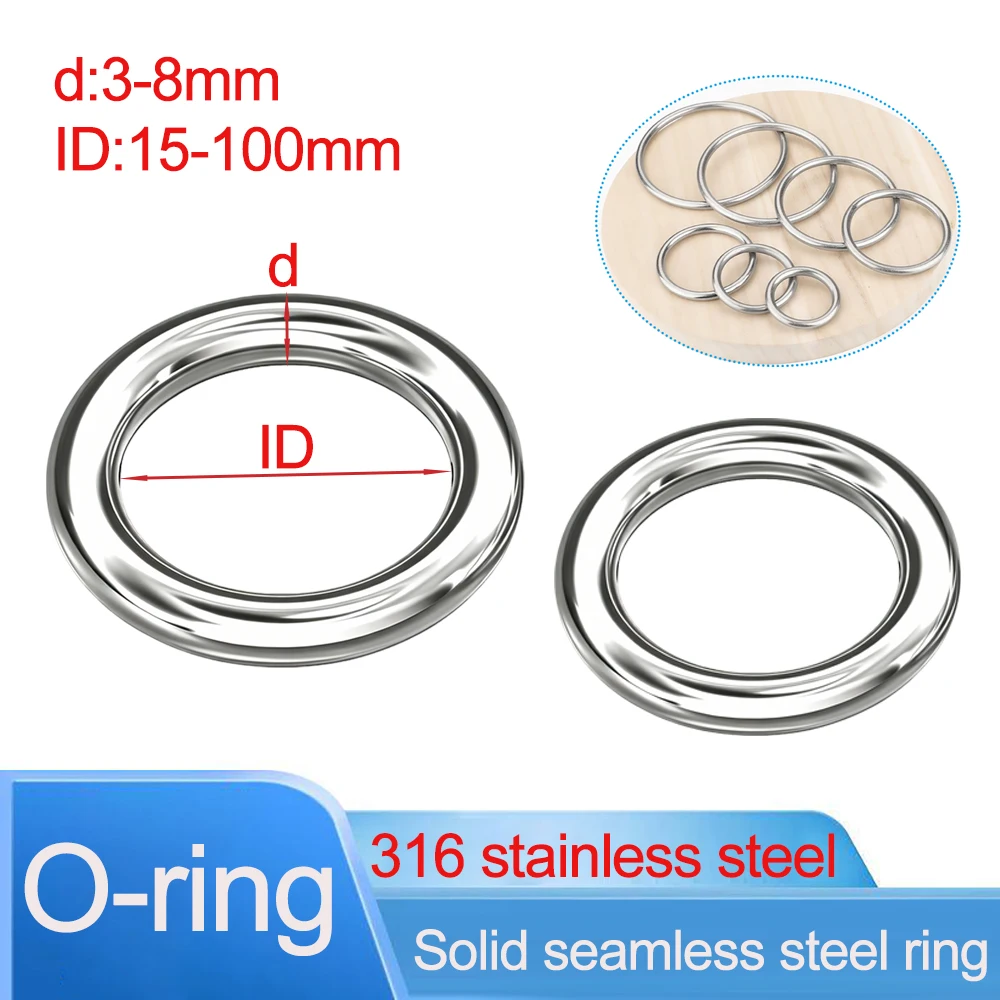 

O-ring Solid Steel Ring 316 Stainless Steel Seamless Circular Ring Suspension for Hammock Yoga Connection M3 M4 M5 M6 M8