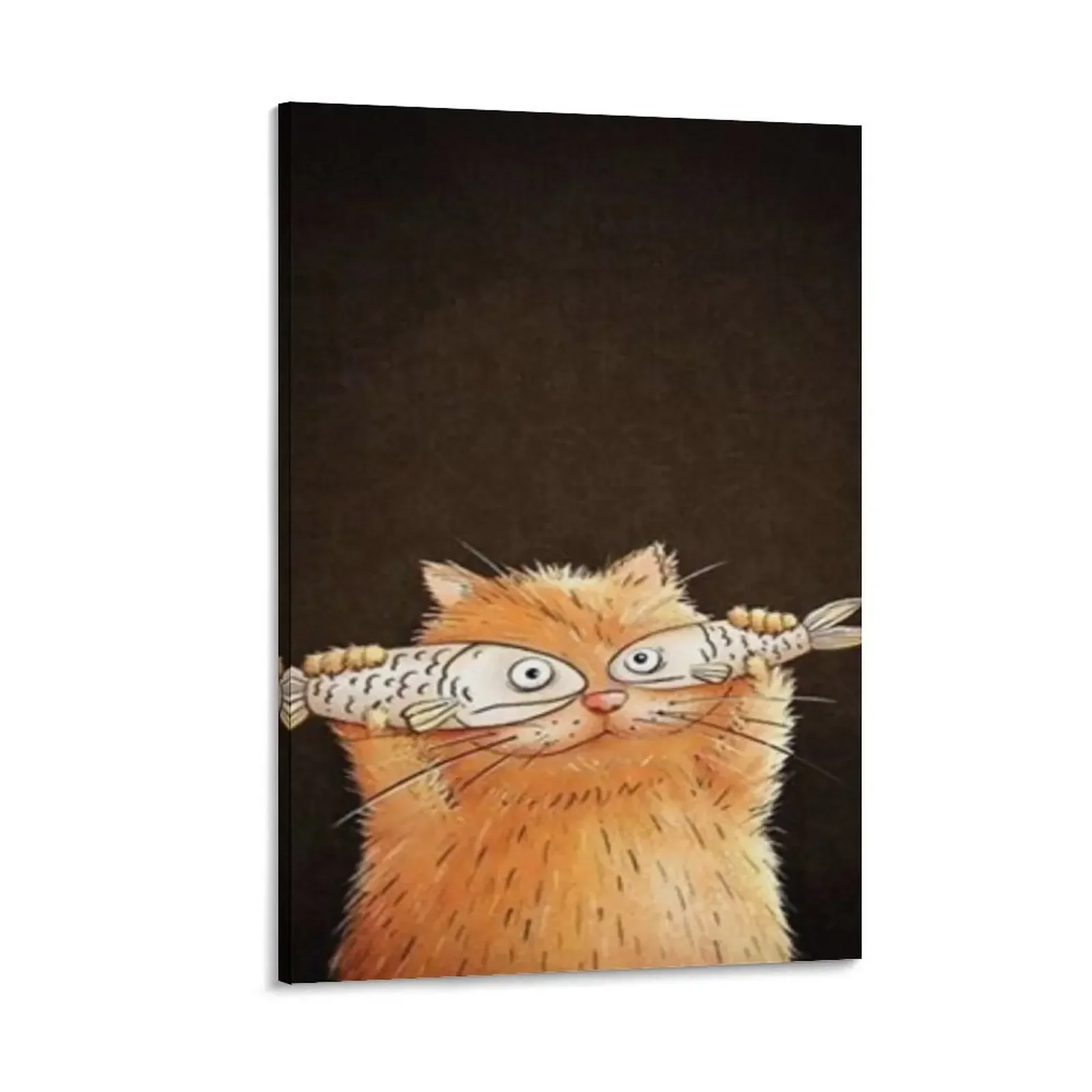 

The cat with fish eyes. Canvas Painting posters Decorative painting for bedroom Posters on the wall