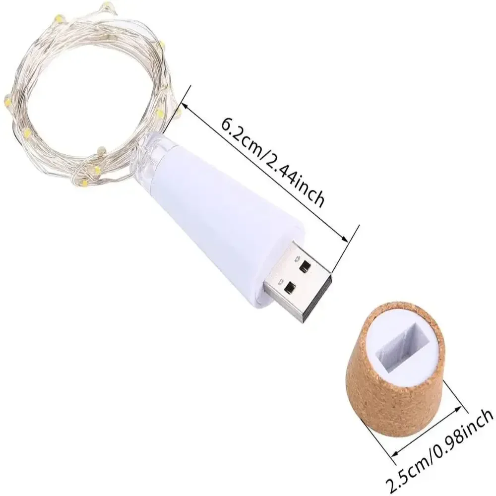20 leds garrafa de cortiça luzes de fadas usb recarregável guirlanda de natal luzes da corda quarto festa de casamento decoração