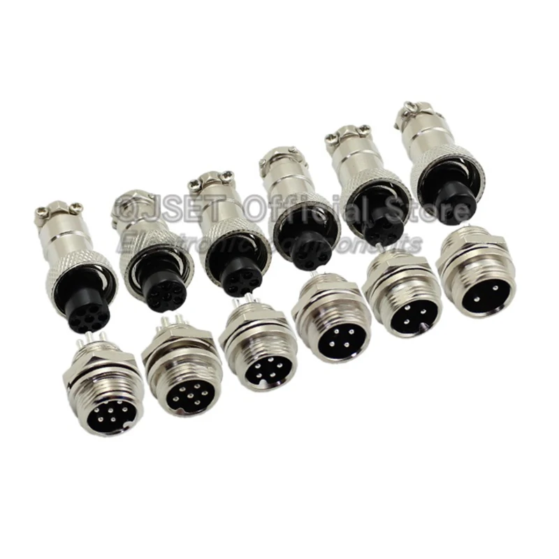 2pcs Aviation Plug Male and Female Connectors GX12 GX16 2-Core/3/4/5/6/7/8/9/10 Pin Cable Aviation Socket Connectors M12mm M16mm