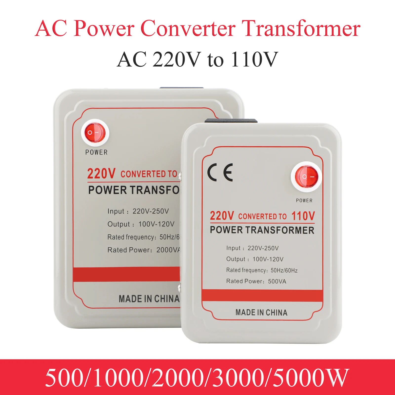 EU plug AC 220V to 110V Step Down Converter 3000W Voltage Transformer for 100-120V