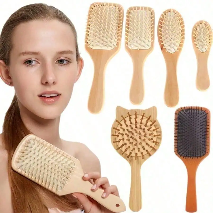 

1pc Personalized Bamboo Hair Brush, Engraved Name, Anti-Static Hair Brush, Portable Hair Accessory, Wedding/Anniversary/Birthday Gift, Bridesmaid Gift, Unique Holiday/Party Souvenir, Multi-Functional, Decorative, Lettered Casual, Soft, Unique, Customized