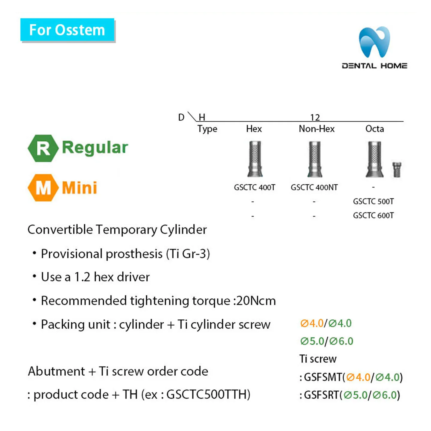 For Osstem Temporary Cylinder Dental Implant Supportive Temporary Prosthetics for Osstem Implant