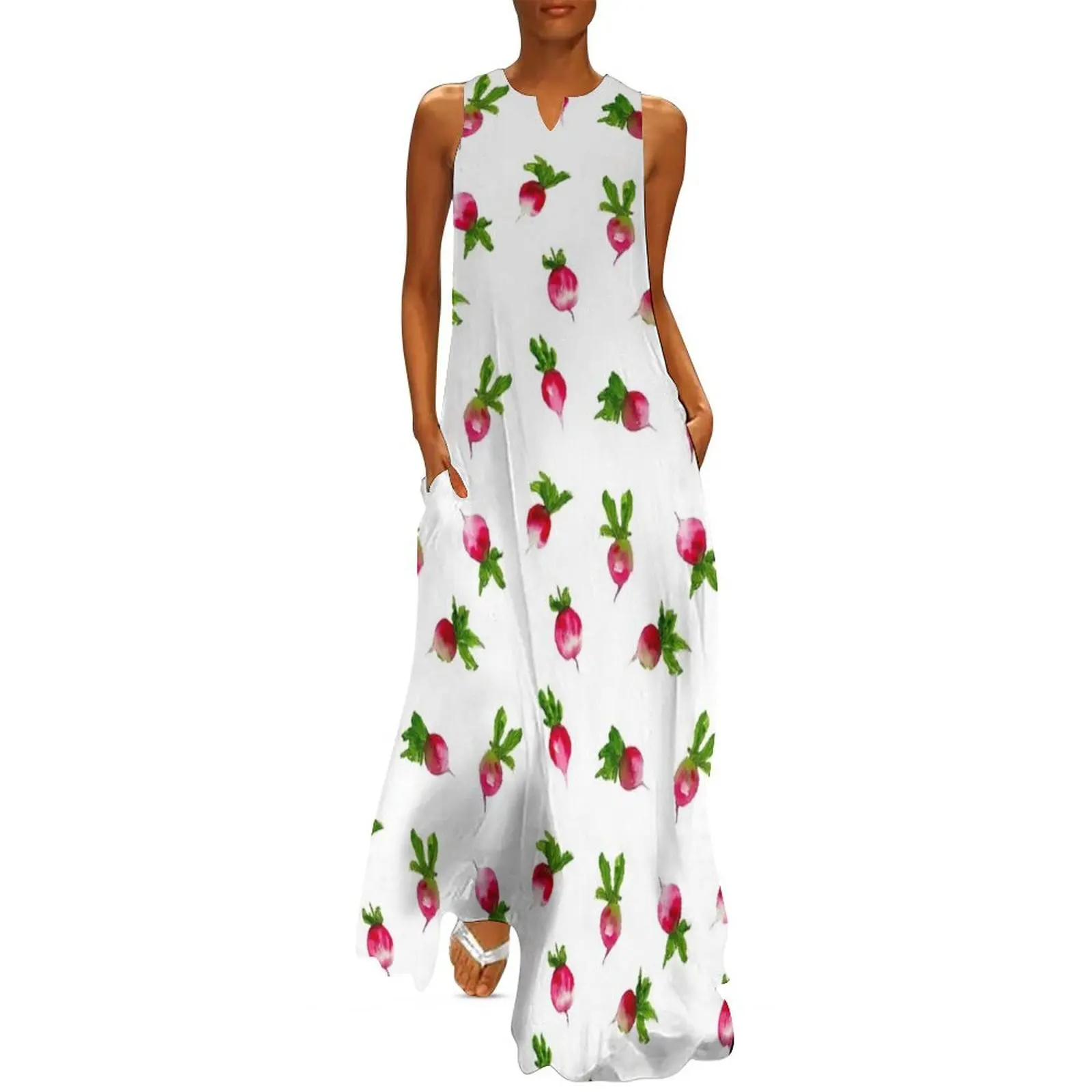 

Watercolor radish pattern Long Dress Summer dresses for women Prom gown