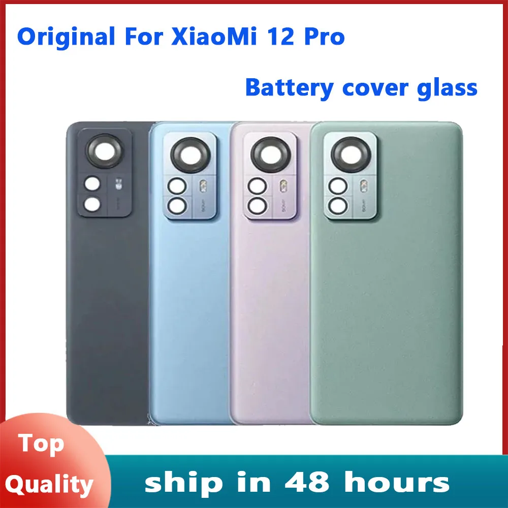 

Glass Rear Lid For Mi 12 Pro Battery Cover Door Back Housing 2201122C 2201122G With Camera Frame Lens With Logo