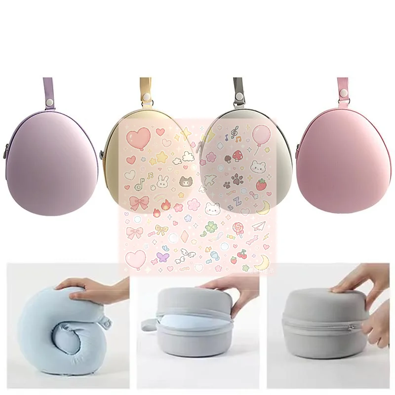 EVA U Type Neck Pillow Storage Case Portable Hard Storage Bag Noon Break Zipper Memory Foam Pillow Box Travel