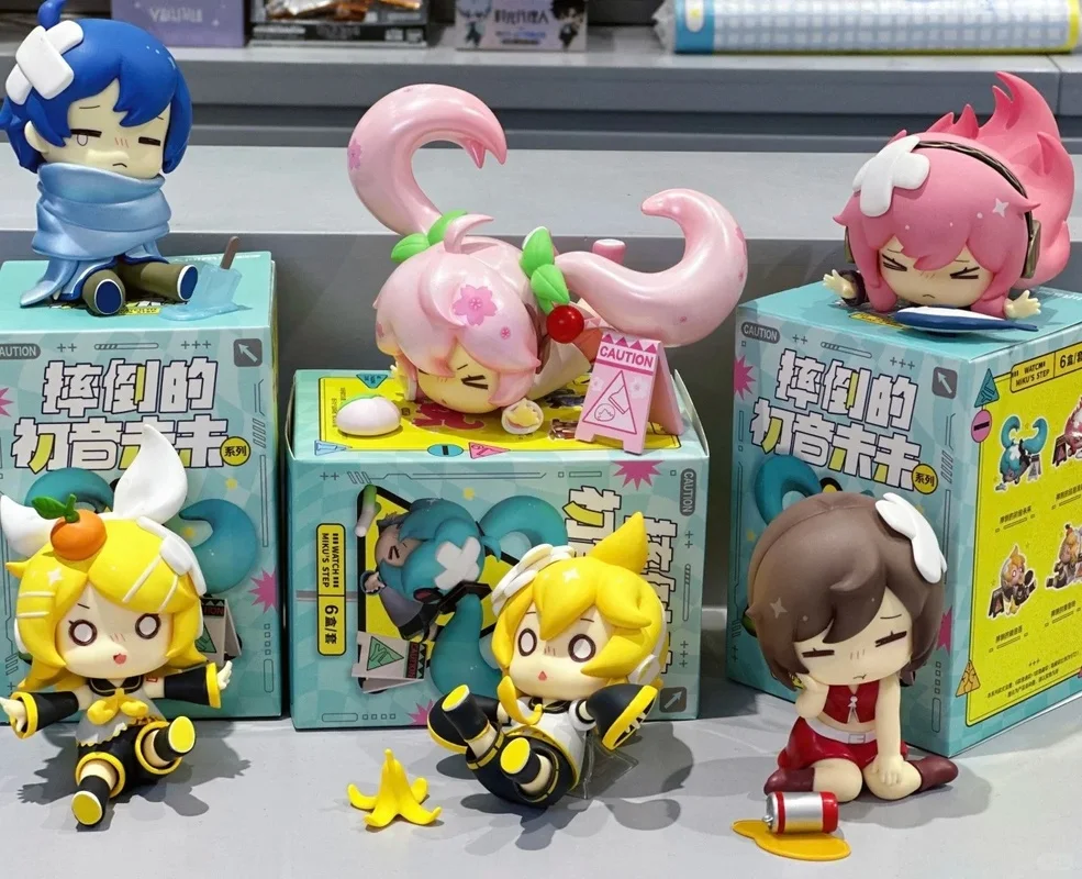 Caindo hatsune miku caixa misteriosa vocaloid anime modelo meninas fufu figura boneca ornamentos estatuetas de ação miku caixa cega presentes