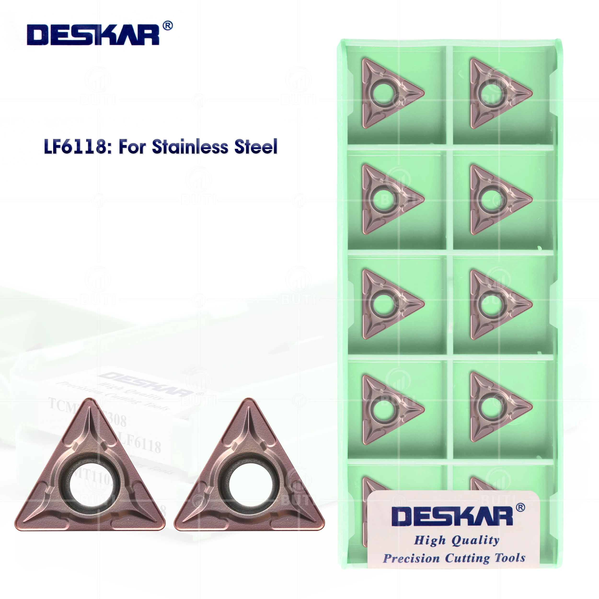 Deskar 100 Original Tcmt110204 Tcmt110208 Tcmt16t304 Tcmt16t308 Lf6118 Cnc Torno Ferramentas Carboneto Inserções Usado para Aço Inoxidável