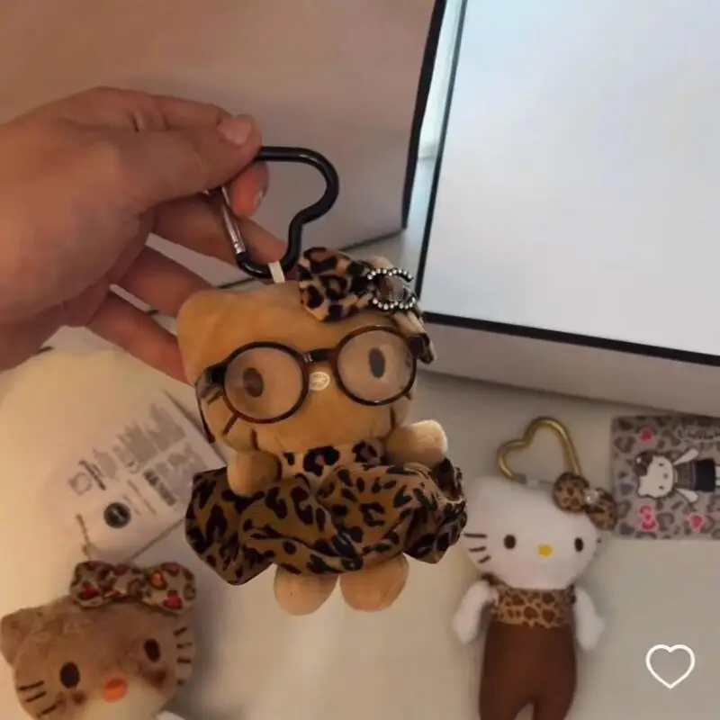 

Ретро леопардовый принт Sanrio Hello Kitty плюшевая кукла игрушка Spicy Girl Style плюшевый брелок для рюкзака подвеска украшение подарок на день рождения