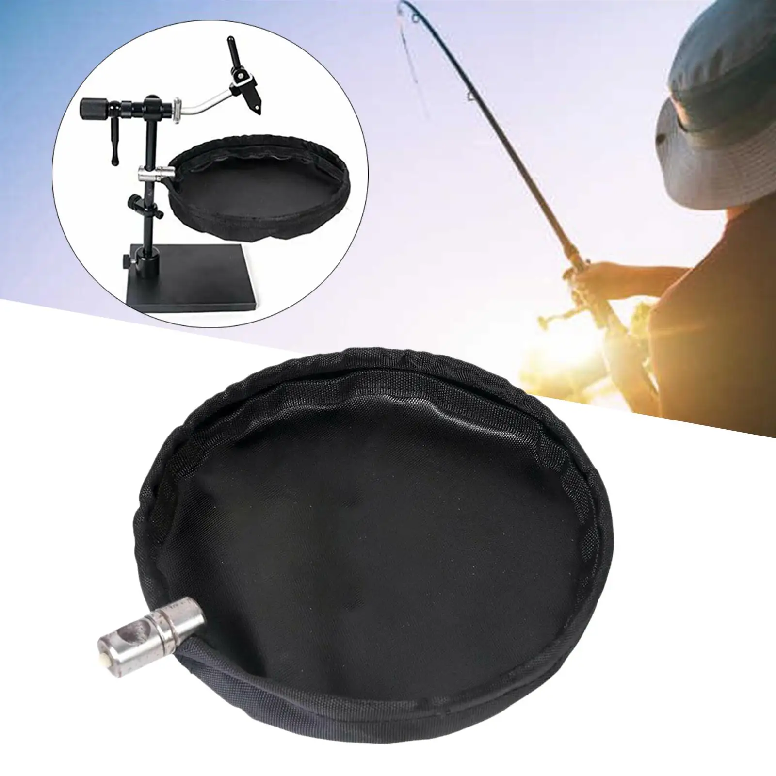 Panier à déchets pour attacher des mouches de 6.5 pouces, plateau de ligne de pêche en tissu Oxford, panier facile à retirer et vide pour la pêche