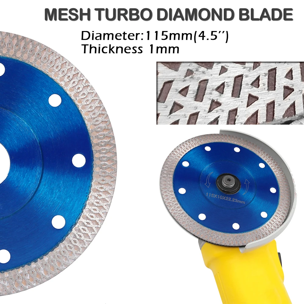 Lame de scie circulaire ultra-fine pour machine à marbre, meuleuse d'angle, disques de coupe à sec, diamant, 115mm, 125mm