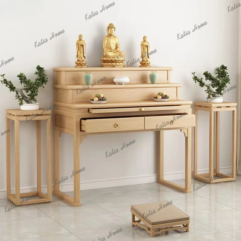 PG  new Chinese solid wood table incense case incense table Buddhist shrine simple God of Wealth shrine heightened