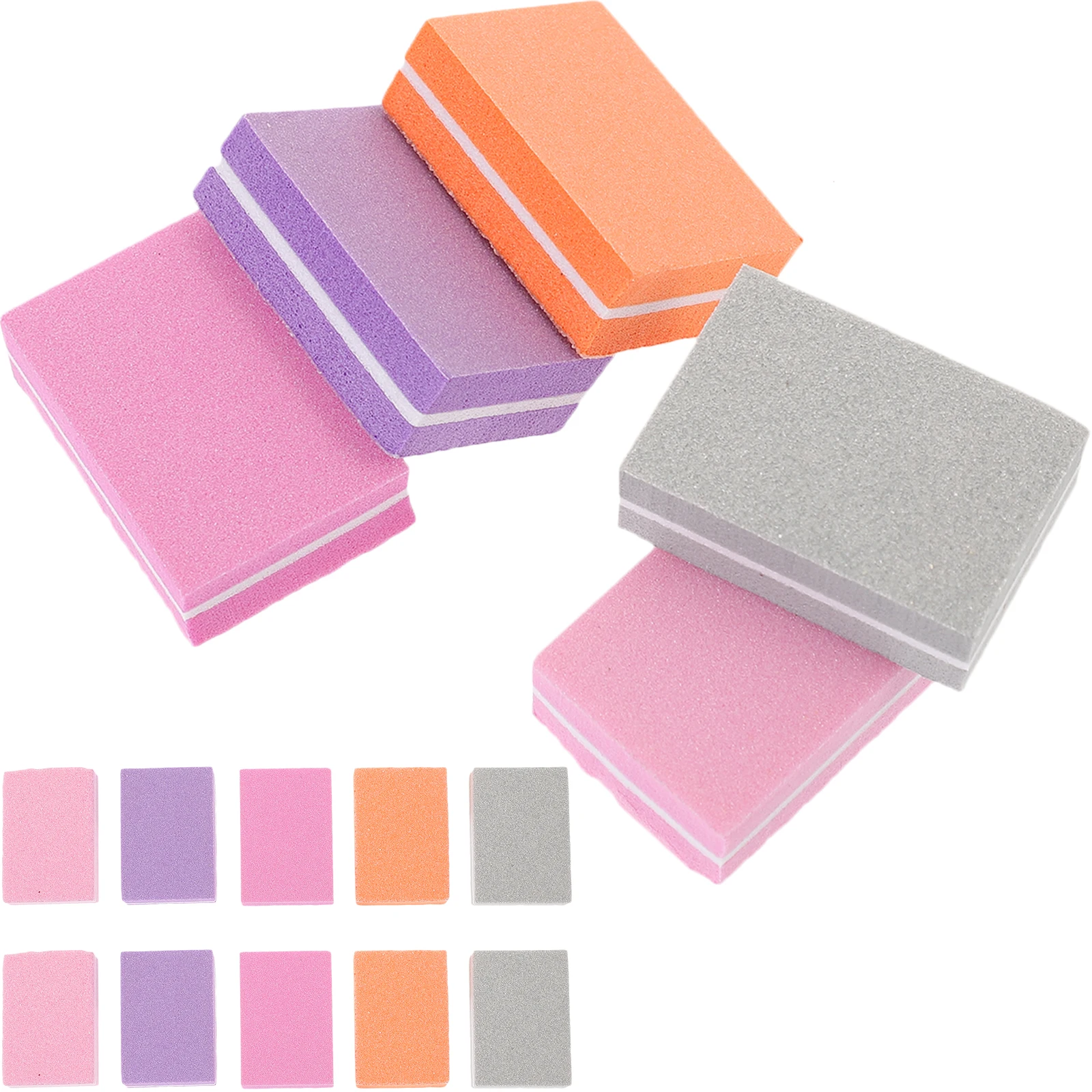 

50 Pcs Two Sides Nail File Buffer Block Files Sponge for Sanding Buffing Blocks