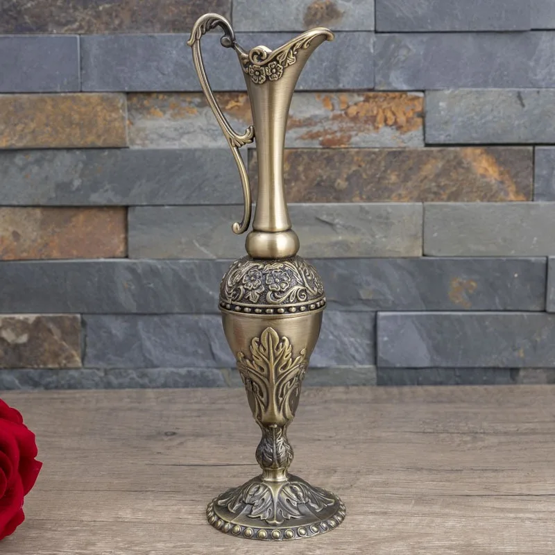 Size S 25cm Height Vintage Home Decor Metal Vase Tabletop Art Decoration Desktop Ornaments Antique Art Craft Hotel Decor