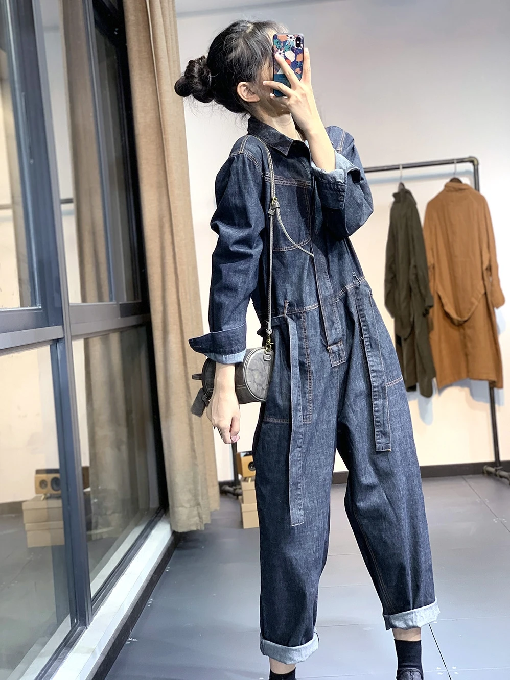 

Модные прямые джинсы для женщин, свободные повседневные брюки в стиле рабочей одежды, с поясом, утягивающие, из смесового хлопка, длинные штаны