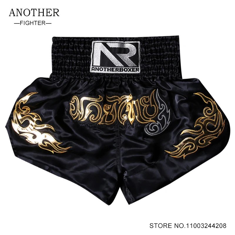 

Short Muay Thai Man Black Boxing Shorts Men Women Kids Embroidery MMA Workout Clothing Satin Grappling Kickboxing Fight Pants