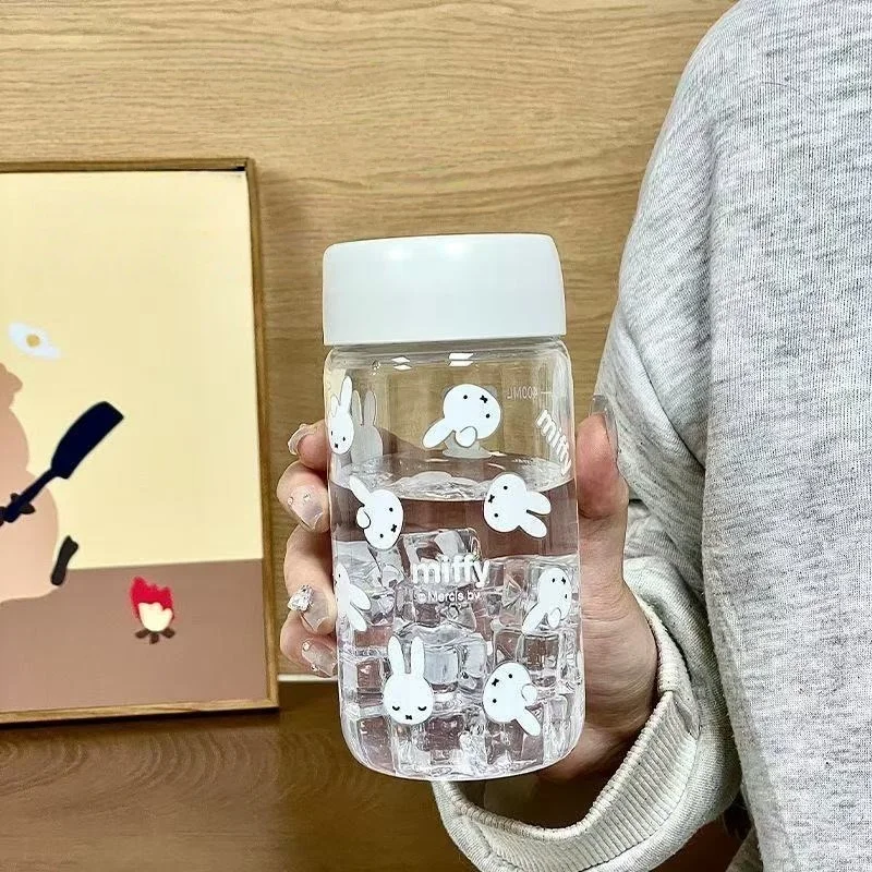 420ml Anime Miffy Rabbit Water Bottle Large Capacity Plastic Sports Water Bottle Portable Leak-proof Drinking Bottle Gifts view 2