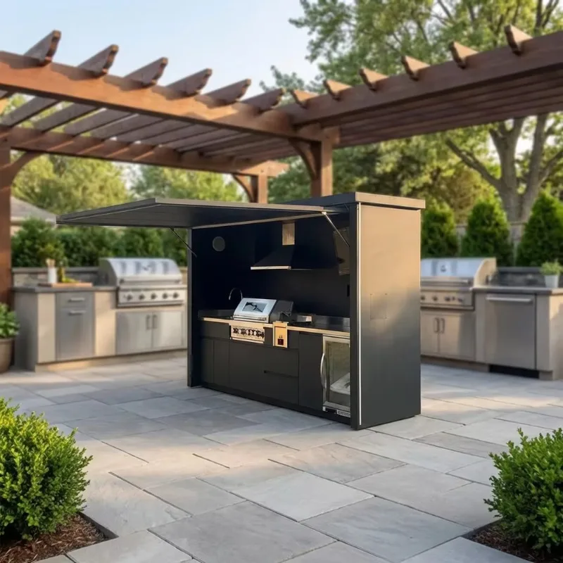 Luxurious All-season Multi-functional Outdoor Kitchen Shed Side Door 304 Stainless Steel Remote Control Automatic Shut-Off for