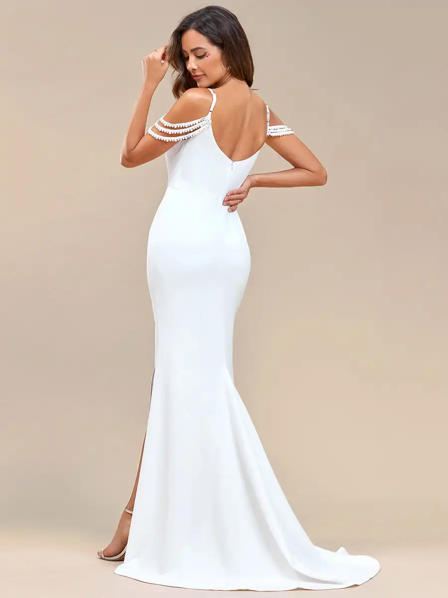 Elegant Wedding Dresses Fine Halter Side Split V-neck Beading Backless 2025 Ever Pretty of Fishtail White Bridal Women Dress