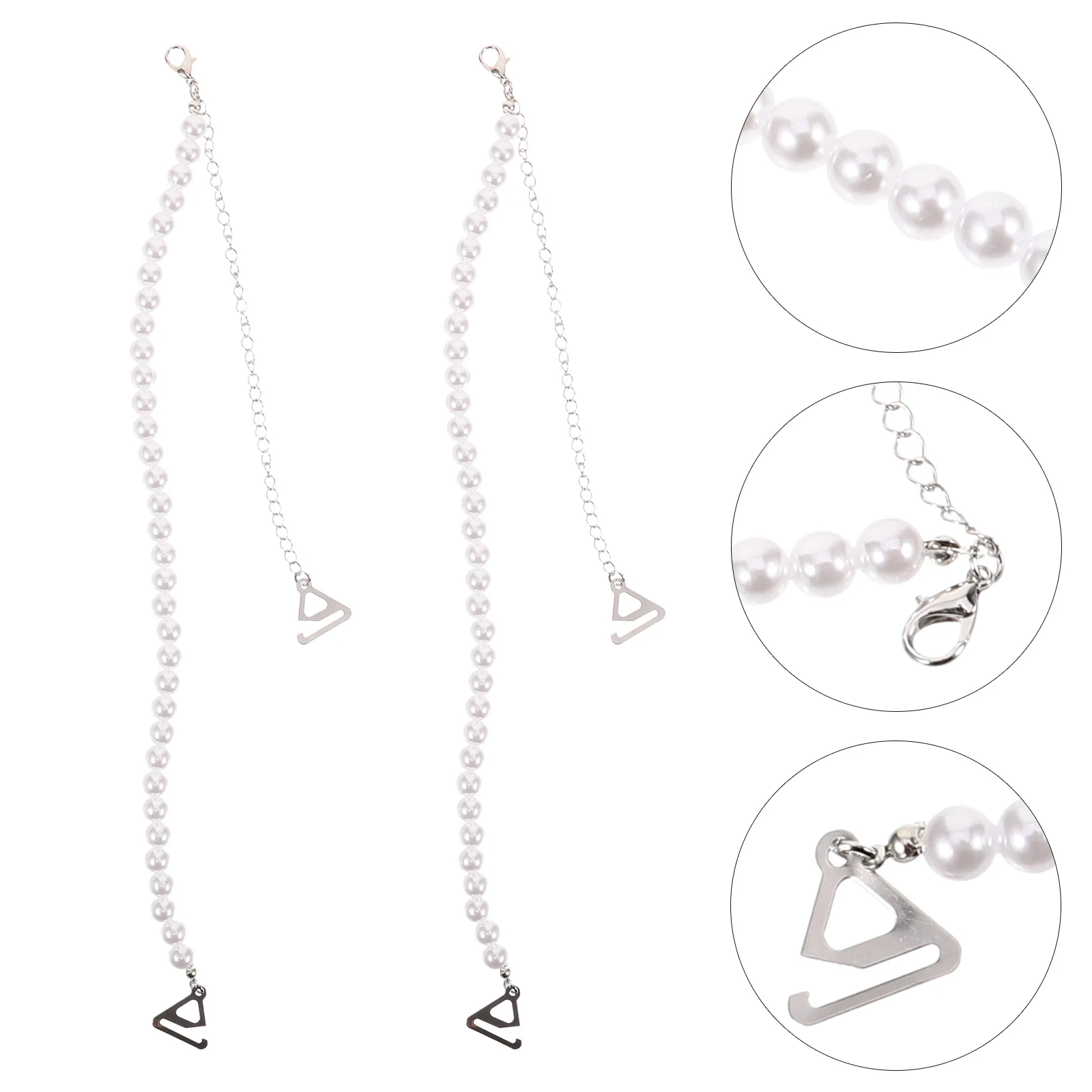 18 Hook) Shoulder Straps Metal Chain Pearl Strapless Accessories Decorative for Dress Rhinestone Top