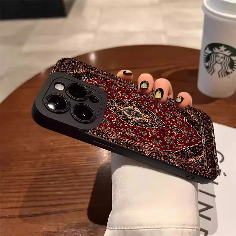 Persian Carpet Floral Pattern Phone Case For iPhone 17 16 15 14 13 12 11  mini Pro Max Air X XR XS 7 8 Plus 16e Matte Back Cover - AliExpress  202192403