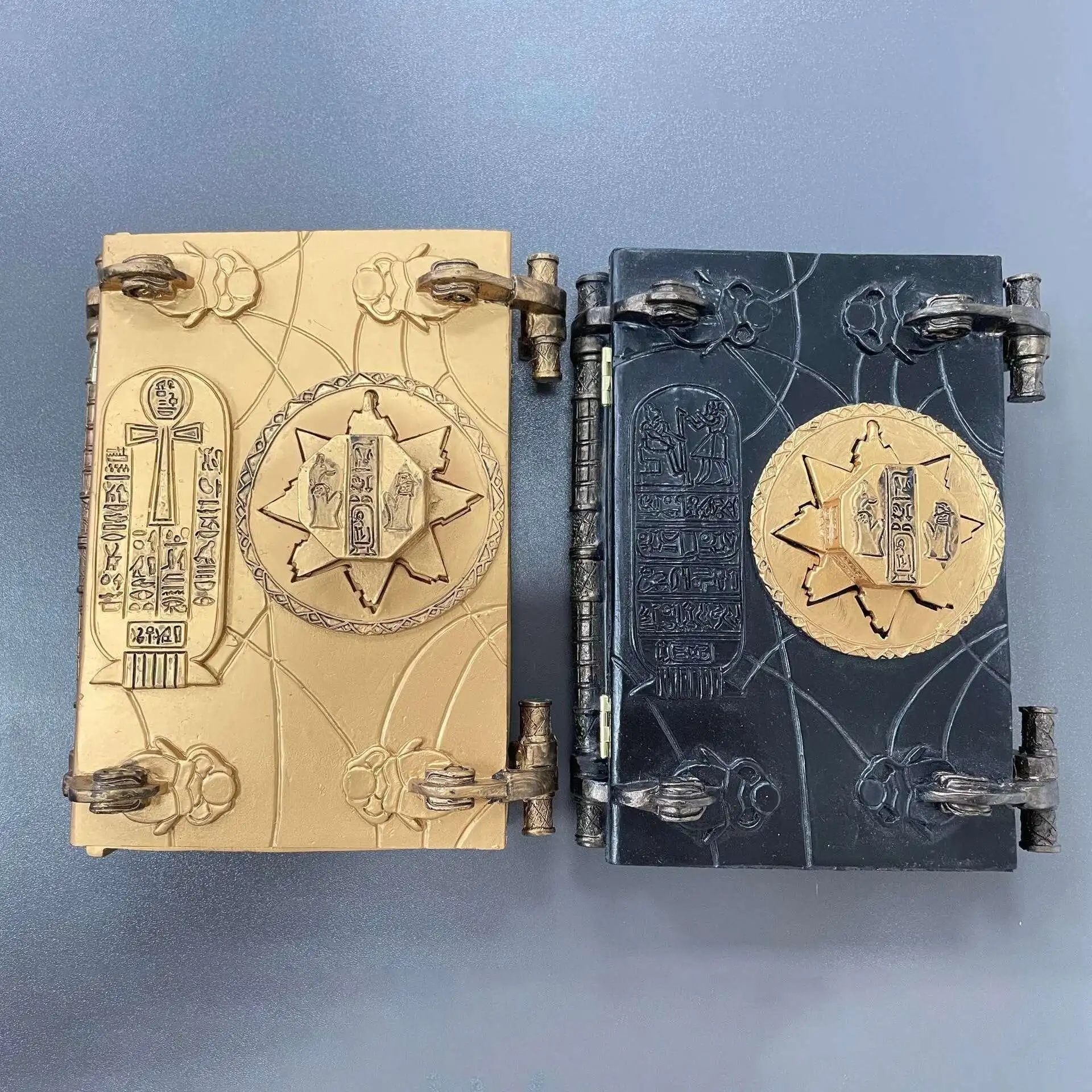 Vintage Egyptian Magic Book Resin Storage Box Antique Hieroglyph Figurine Decorative Box for Home Desktop Cabinet Ornament Gift