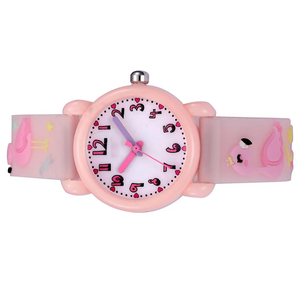 1Pcs Cartoon Watch Light Pink Featuring 3D Flamingo Design Waterproof Lightweight Comfortable Strap for Fashion