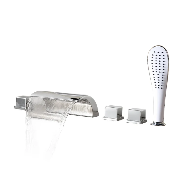 

Современный латунный смеситель с тремя ручками и одной насадкой для душа, современный латунный смеситель для ванной комнаты, 5 комплектов