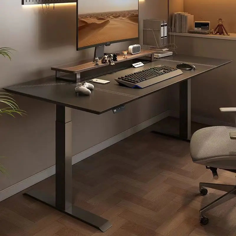 High quality electric lifting table saddle leather desktop home computer learning