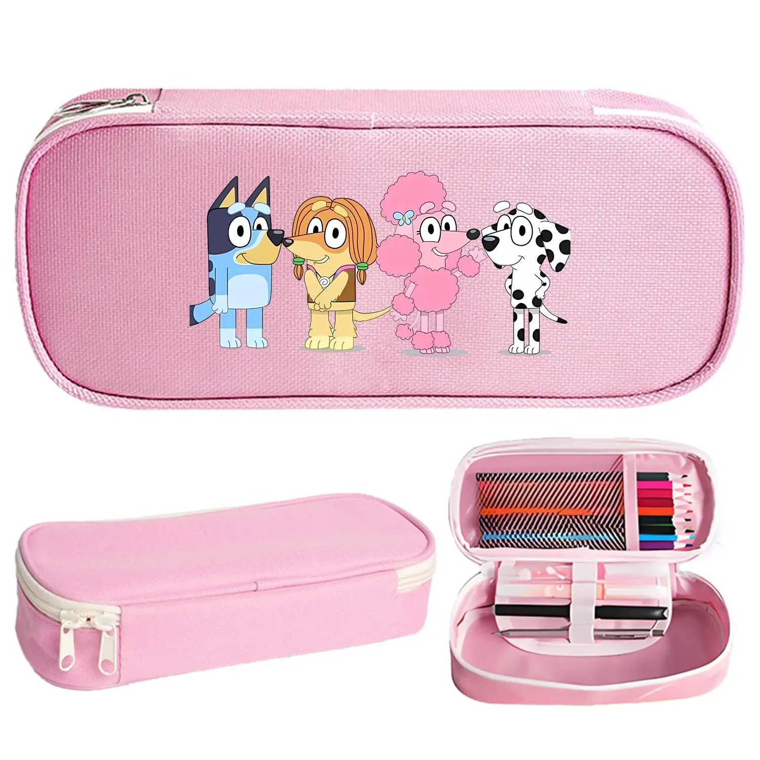 Blueyi Cartoon Pencil Case Anime Cartoon Printed Pen Pouch New Anime Student Large Capacity Stationery Storage Bags Kids Gifts