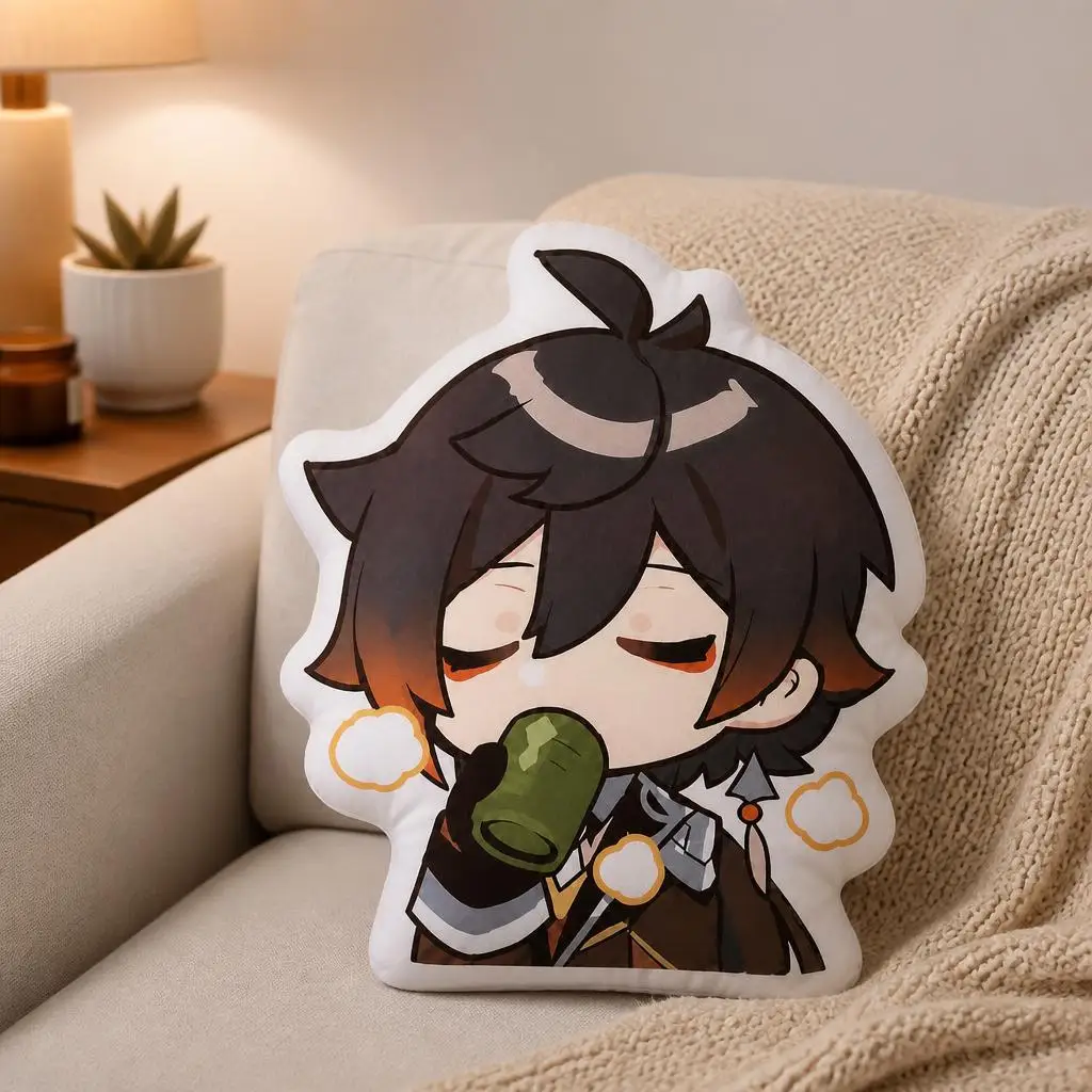 Genshin Impact Gaming Chibi Anime Gamer Plush Pillow Cushion Irregular Stuffed Throw Pillow Home Decor Gift Sofa Bed