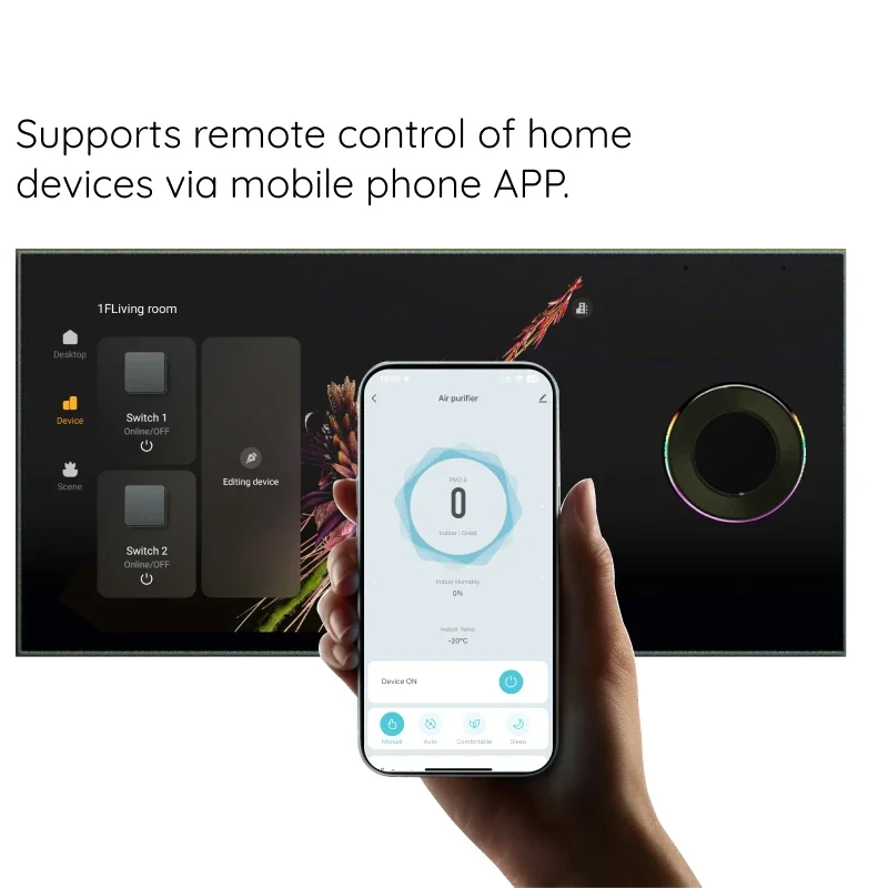 

For Tuya Smart Switch 8\" Knob WiFi Wireless Remote Timing Wall Switch Push Button No Battery Required For Panel Smart Life 220v