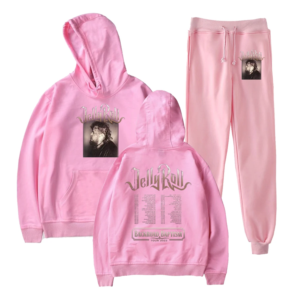 Jelly Roll-Sudadera con capucha y pantalones de chándal para hombre y mujer, conjunto de dos piezas de Sudadera con capucha y pantalones de chándal para hacer fotos de perfil, Tour de bautismo, Backroad, 2023