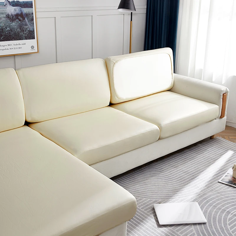 easy clean waterproof PU funiture protector solid sofa cover Corner sofa seat slipcover elastic stretch couch cover image 3