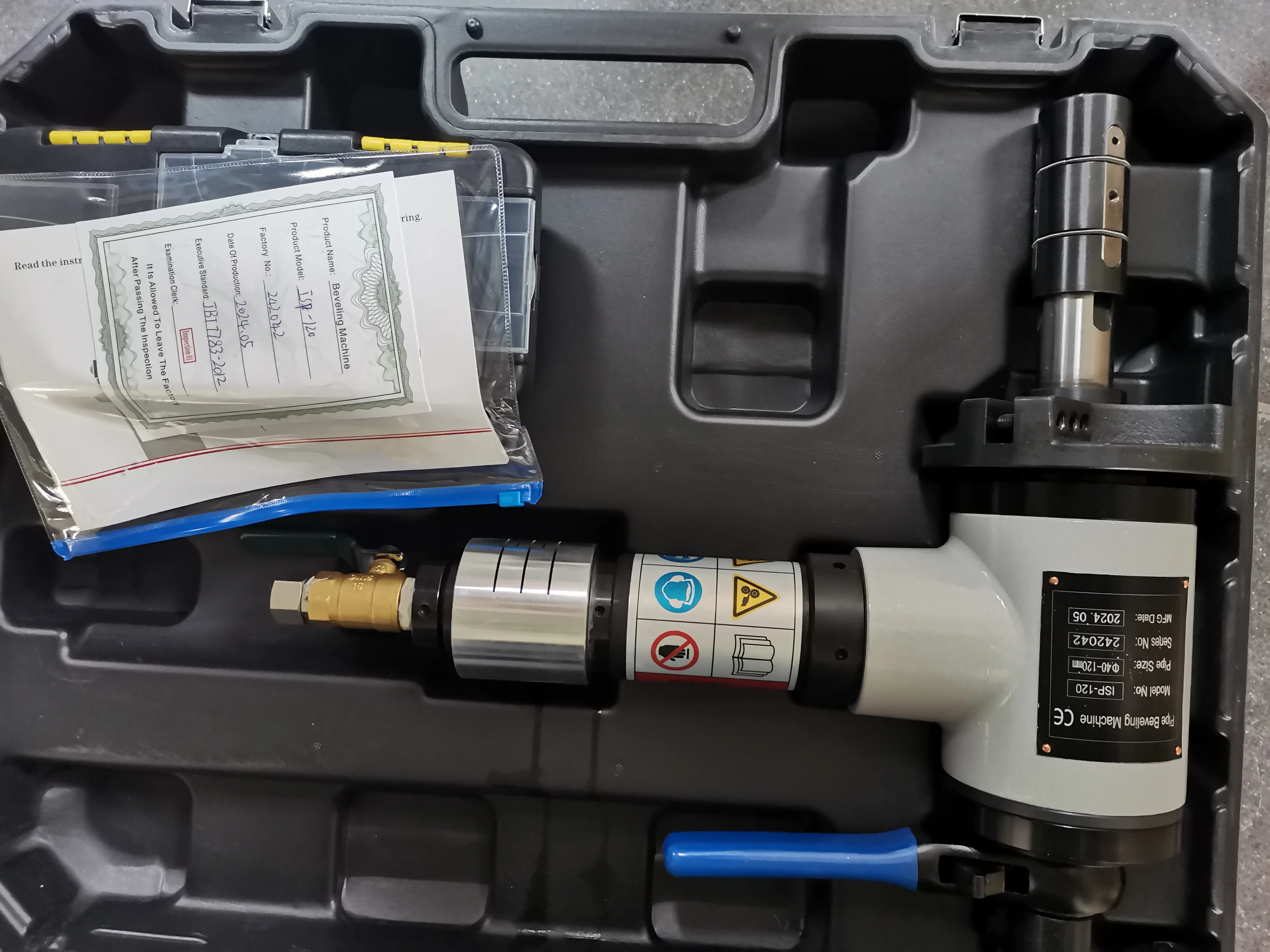 ISP-120 Pneumatische Rohrabschrägmaschine für Rohre mit Innendurchmesser von 40–114 mm und Zufuhrhebel
