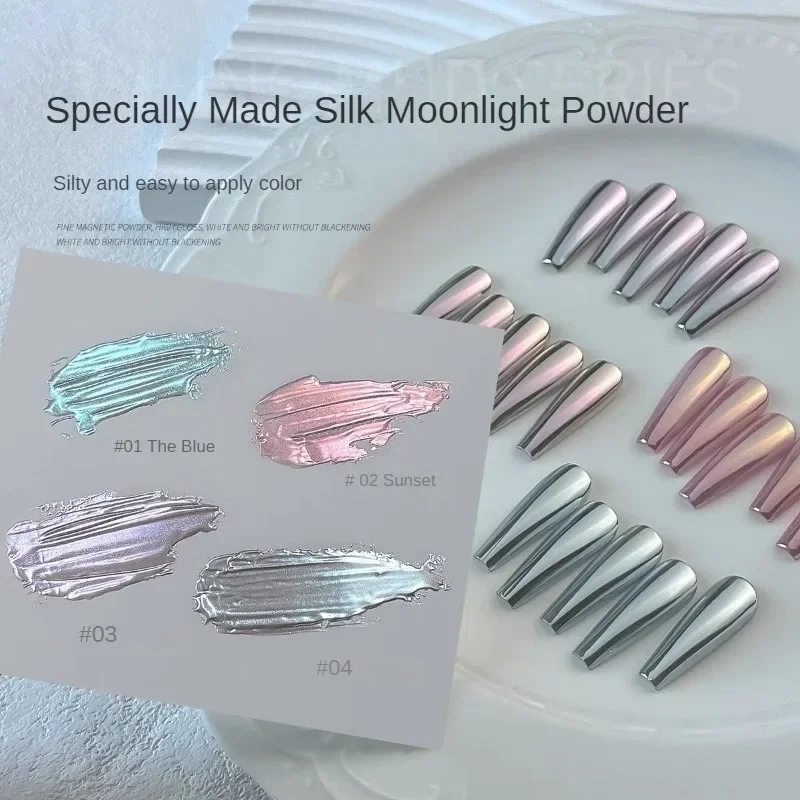 Moonlight Mirror Nails Powder Glitter Dust Chrome Cat Eye Powder Metal Whitening Nail Enhancement Aurora Powder Nail Decoration