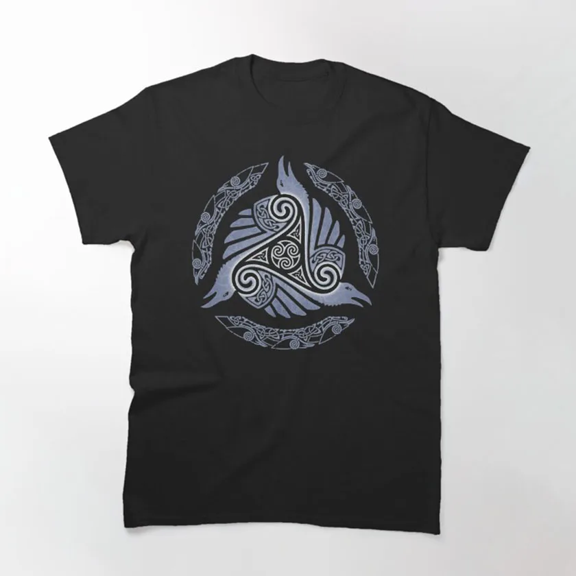 RAVEN'S FEAST Valhalla son of Odin viking runas celtic knot middle ages nordic symbols printed t shirt plus size men's clothing