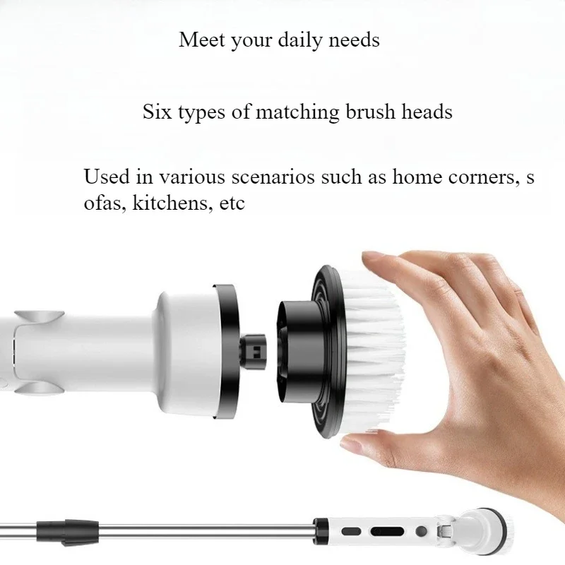 فرشاة دوارة بزاوية قابلة للتعديل 6 في 1 لتنظيف المطبخ ونافذة المرحاض والحمام وتنظيف الدوران الكهربائي المحمول