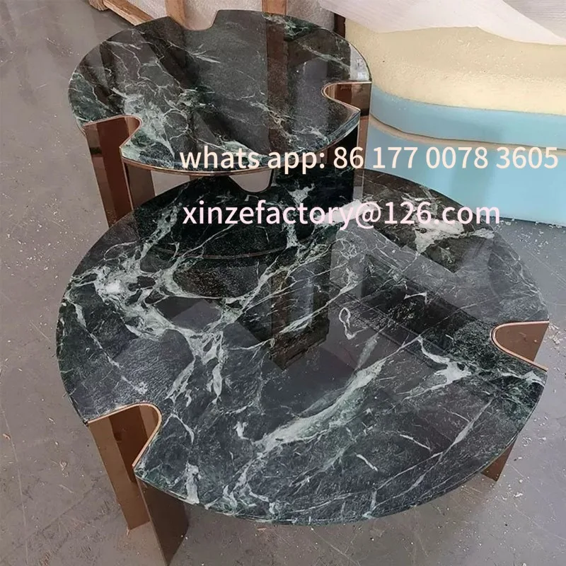 طاولة قهوة رخامية إيطالية قابلة للتخصيص، خفيفة فاخرة، غرفة معيشة منزلية، مجموعة إبداعية حديثة من الفولاذ المقاوم للصدأ