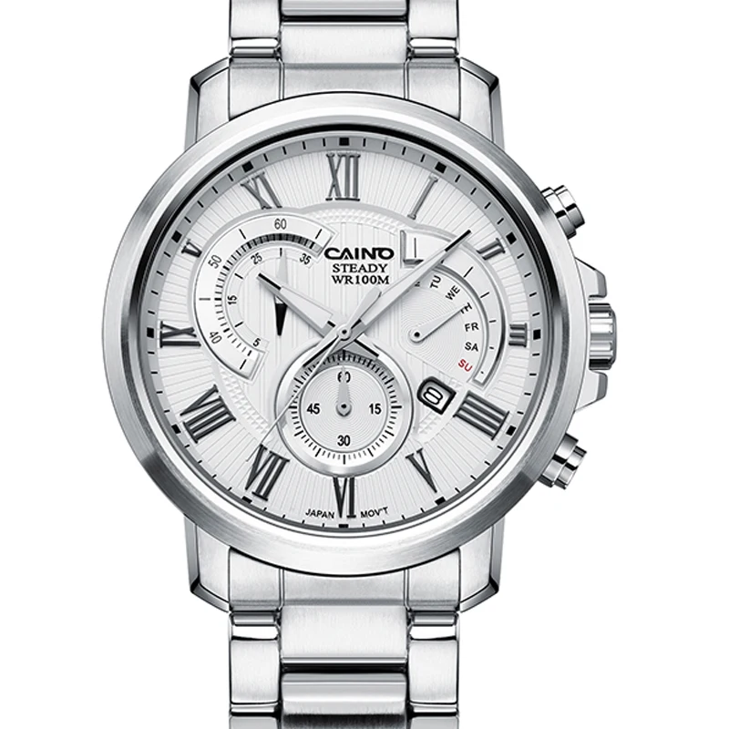 남성용 고급 가죽 쿼츠 시계, 탑 브랜드 캐주얼 스포츠 비즈니스 크로노그래프 방수 날짜 달력 손목시계