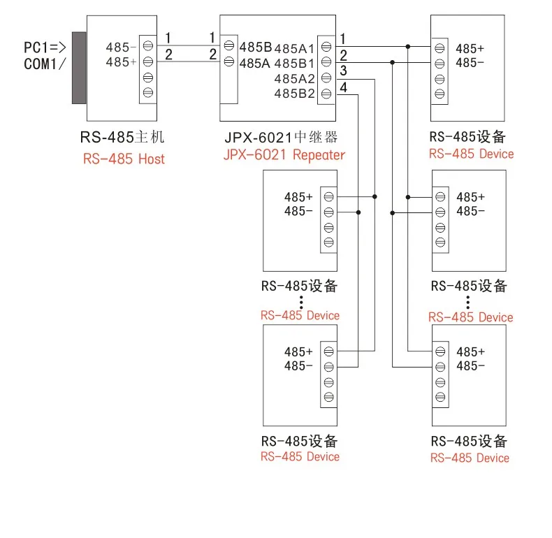 485 repeater photoelectric isolation industrial grade RS485 hub 2-port signal amplifier anti-interference lightning protection