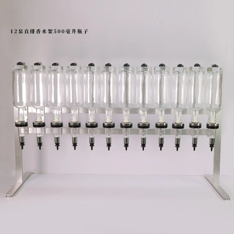 

Twelve pump dispenser 500ml perfume display stand glass in-line display stand